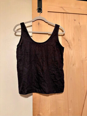 Everlane The Scoop Tank in Washable Linen Black Tank Top Size 0